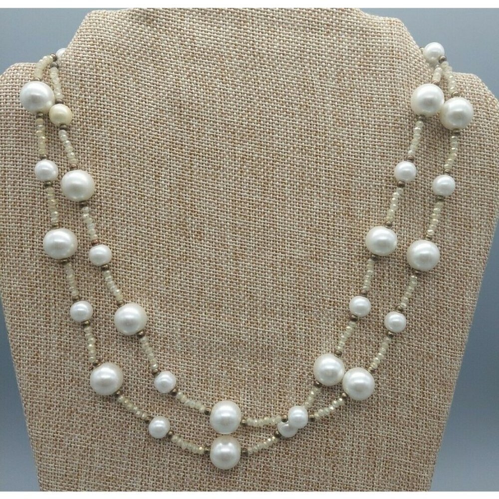 Rush By Denis & Charles Long Gray Beaded Necklace Faux Pearls 42"-44"